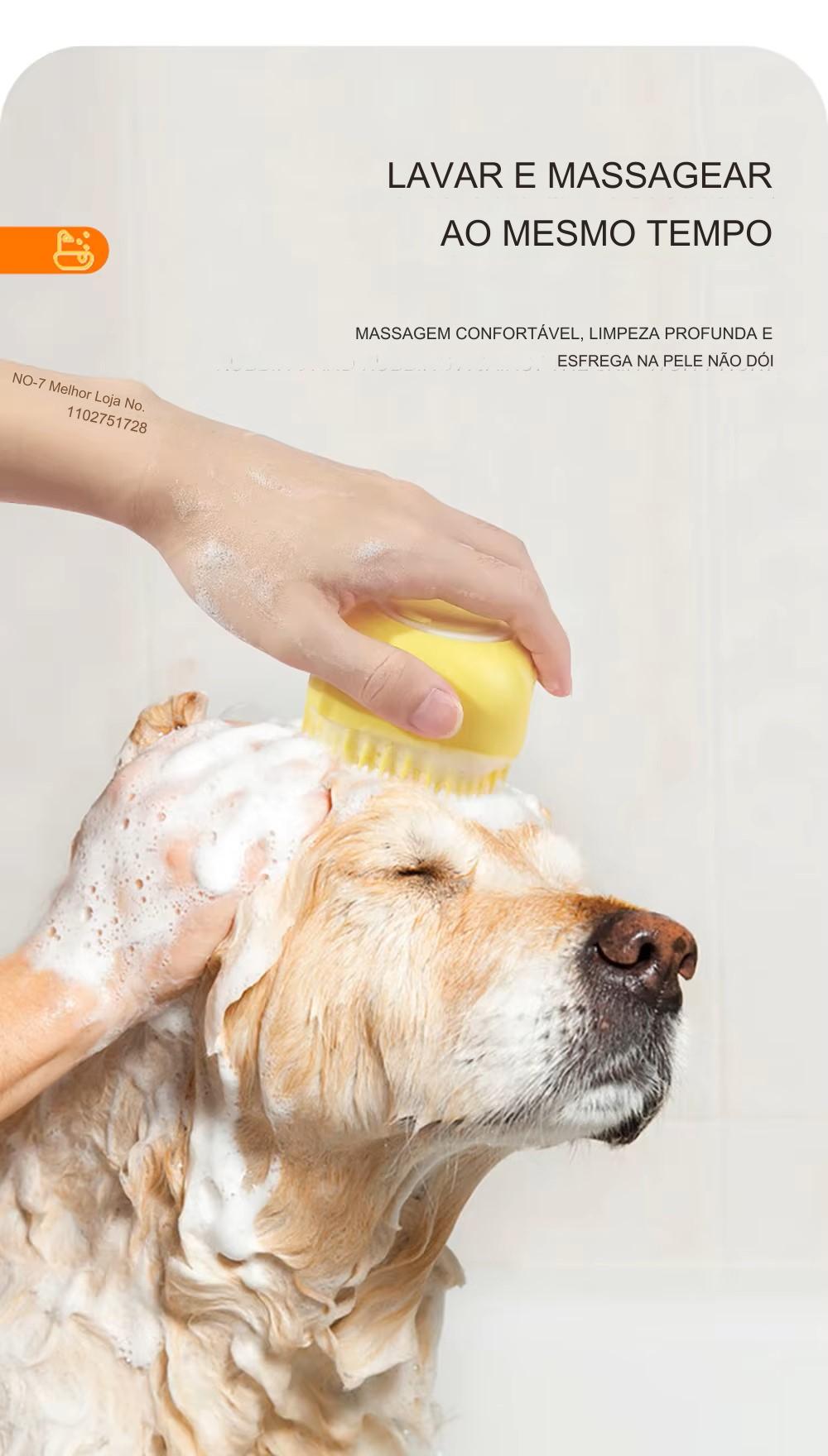 Escova de xampu para animais de estimação.