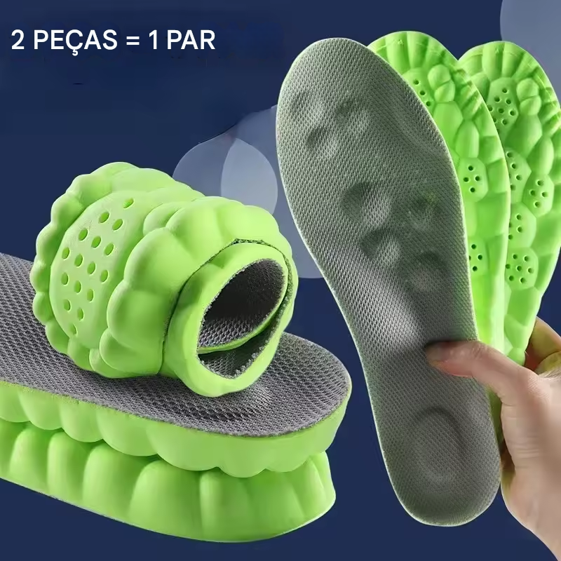 Palmilhas de massagem 4D esportivas de látex super macias ortopédicas unissex