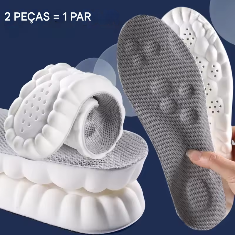 Palmilhas de massagem 4D esportivas de látex super macias ortopédicas unissex