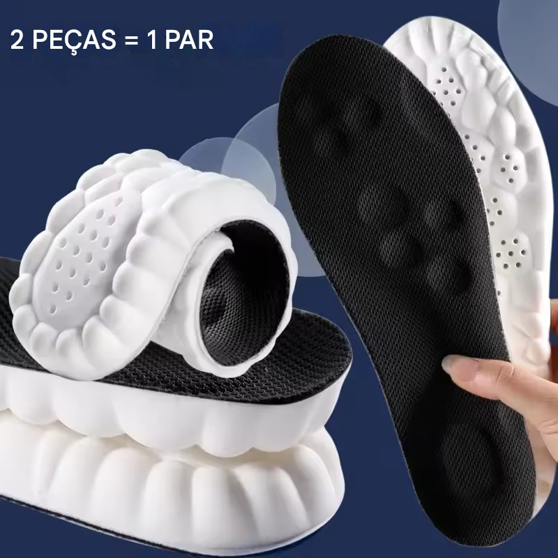 Palmilhas de massagem 4D esportivas de látex super macias ortopédicas unissex