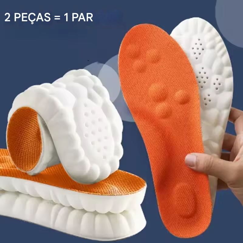 Palmilhas de massagem 4D esportivas de látex super macias ortopédicas unissex