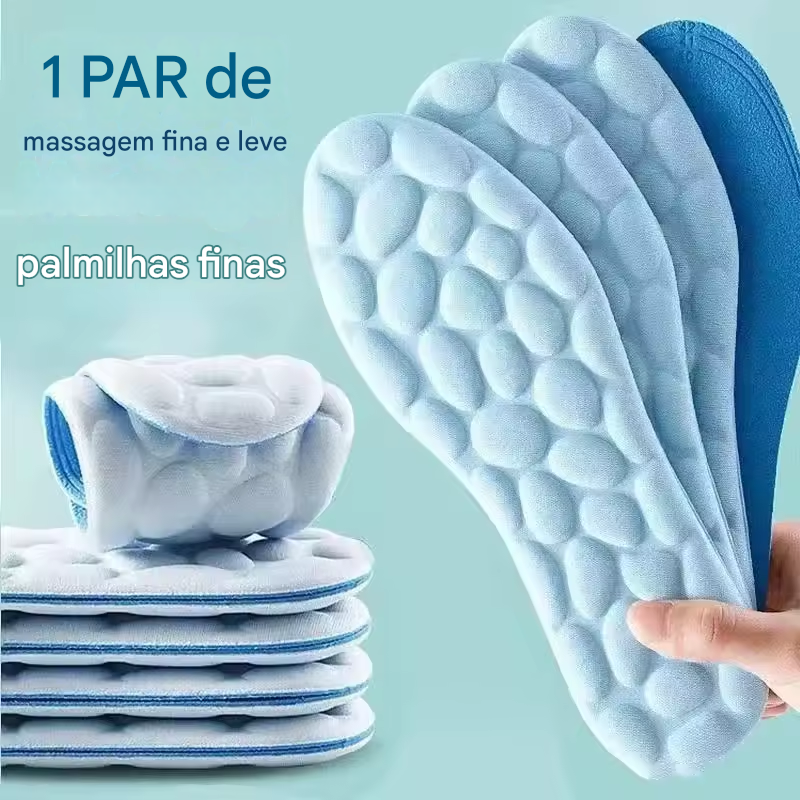 Palmilhas de massagem 4D esportivas de látex super macias ortopédicas unissex