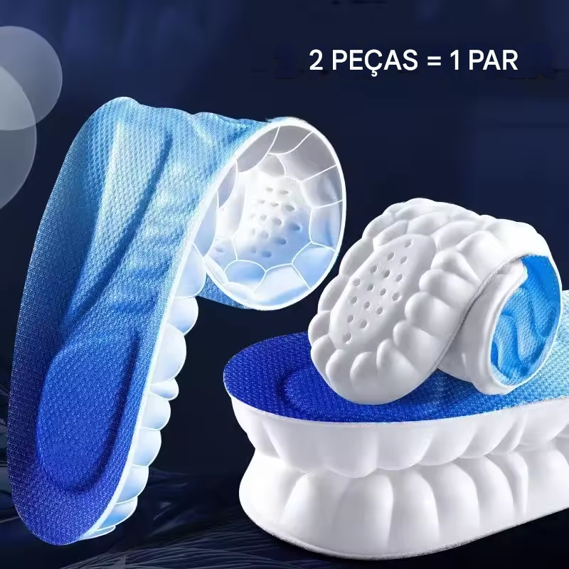 Palmilhas de massagem 4D esportivas de látex super macias ortopédicas unissex