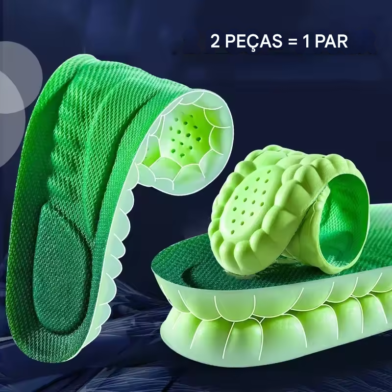 Palmilhas de massagem 4D esportivas de látex super macias ortopédicas unissex
