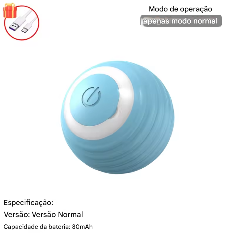 Bola Inteligente para Cães e Gatos Recarregável USB-C.