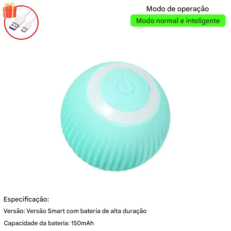 Bola Inteligente para Cães e Gatos Recarregável USB-C.