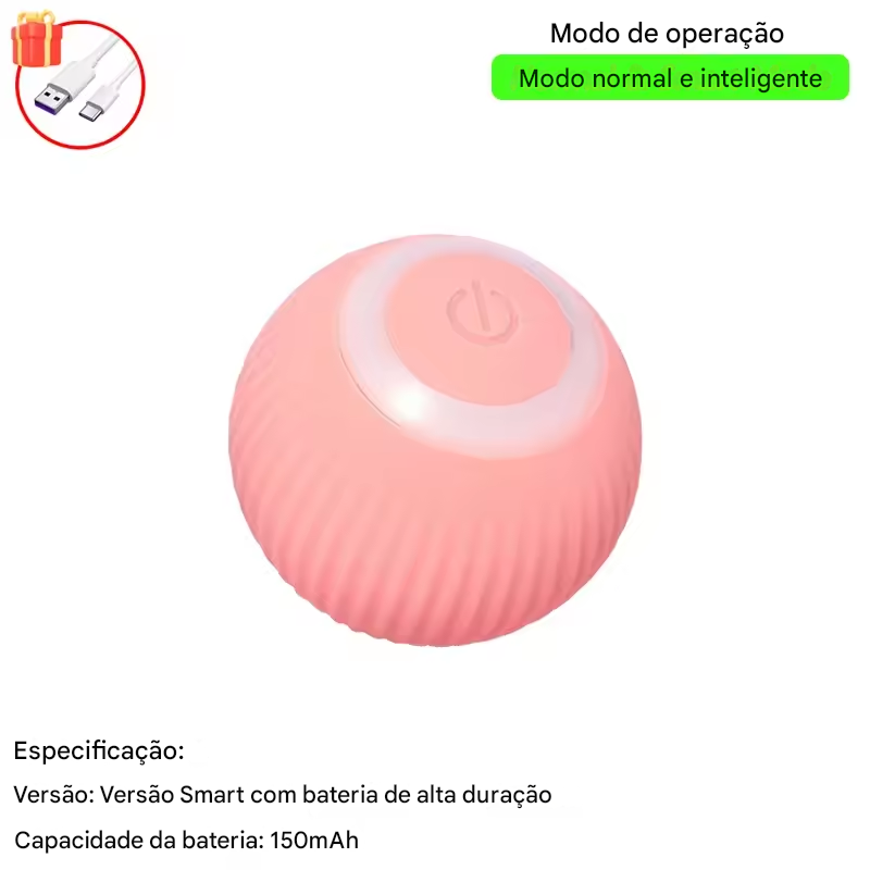 Bola Inteligente para Cães e Gatos Recarregável USB-C.
