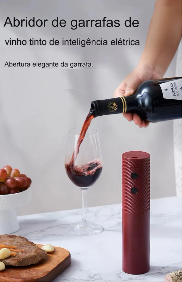 Abridor de Garrafas de Vinho Elétrico Recarregável.