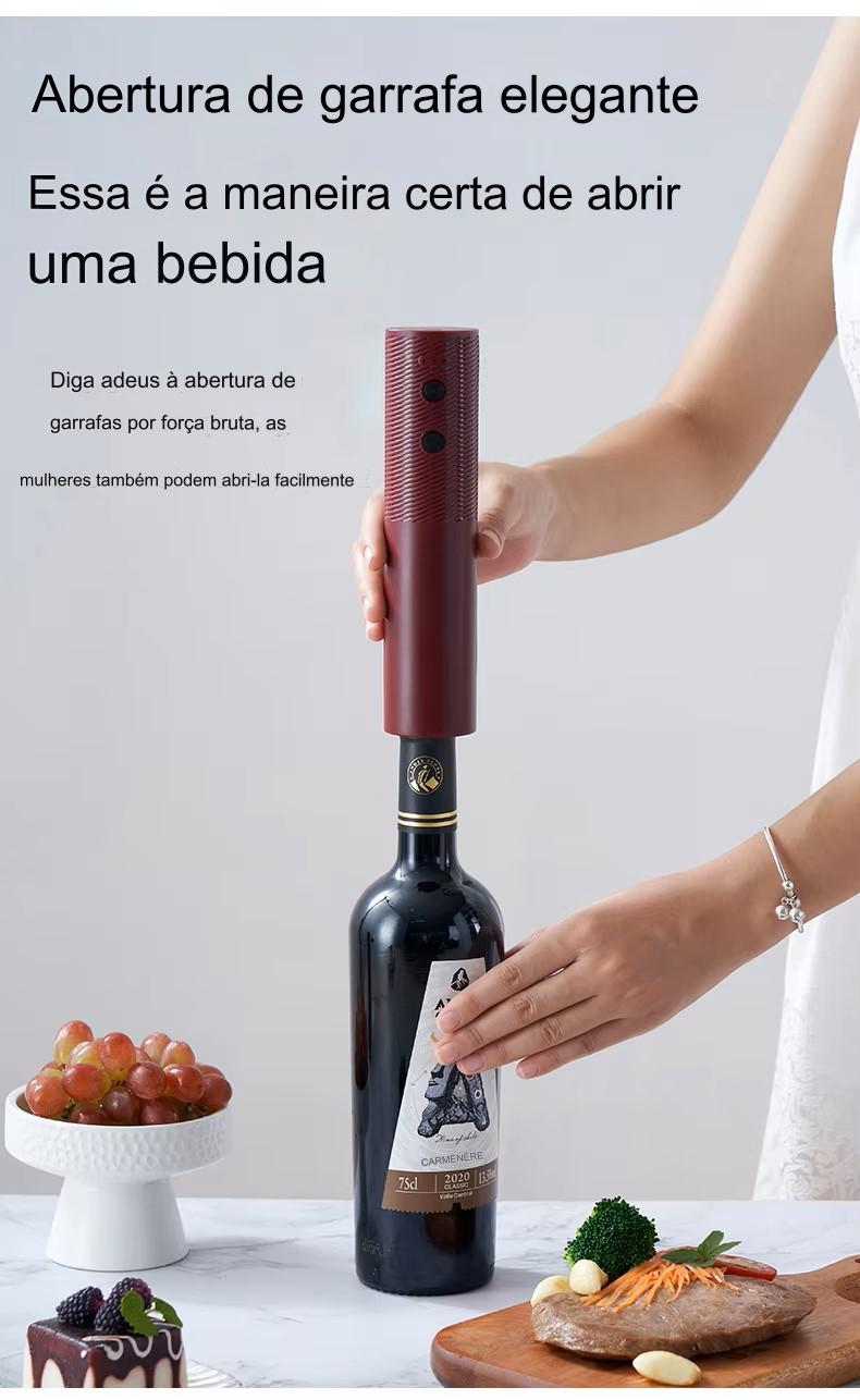 Abridor de Garrafas de Vinho Elétrico Recarregável.