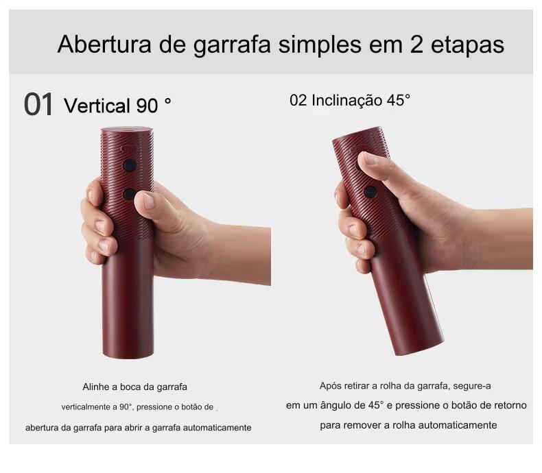 Abridor de Garrafas de Vinho Elétrico Recarregável.