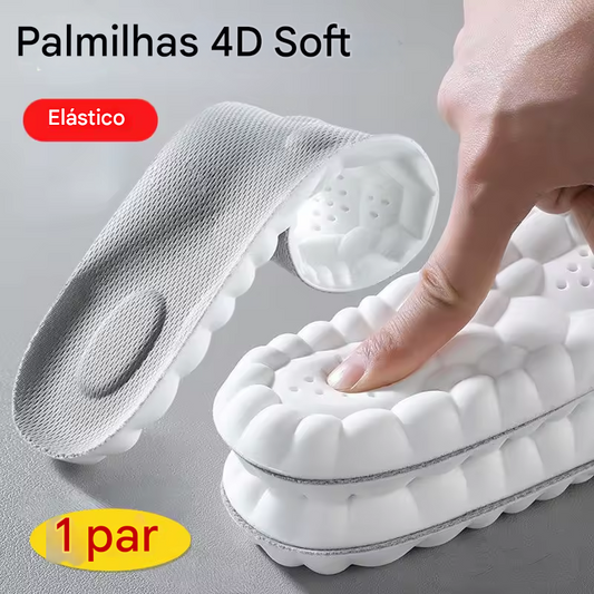 Palmilhas de massagem 4D esportivas de látex super macias ortopédicas unissex