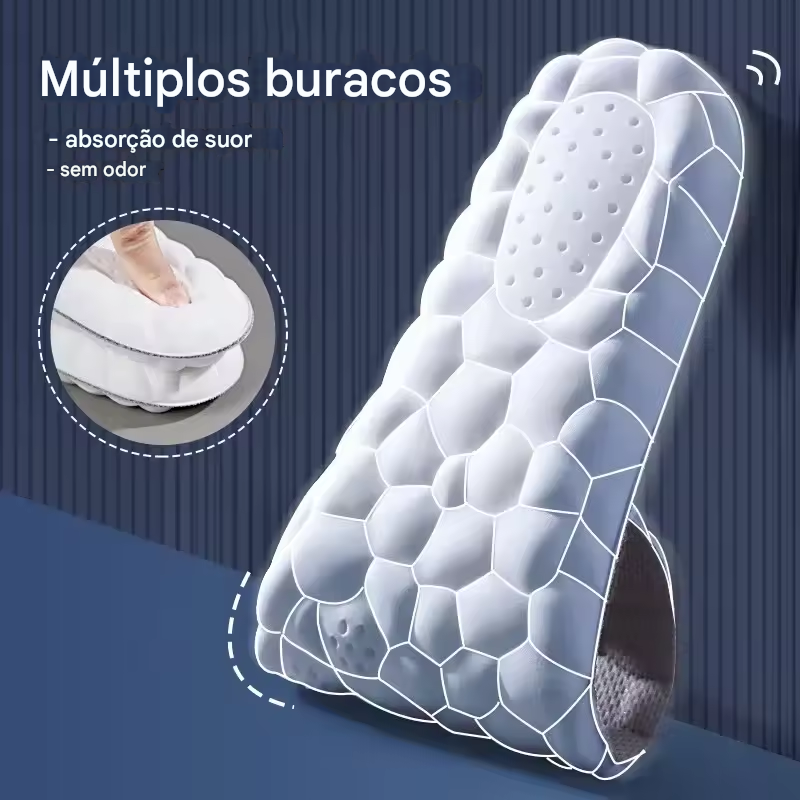 Palmilhas de massagem 4D esportivas de látex super macias ortopédicas unissex
