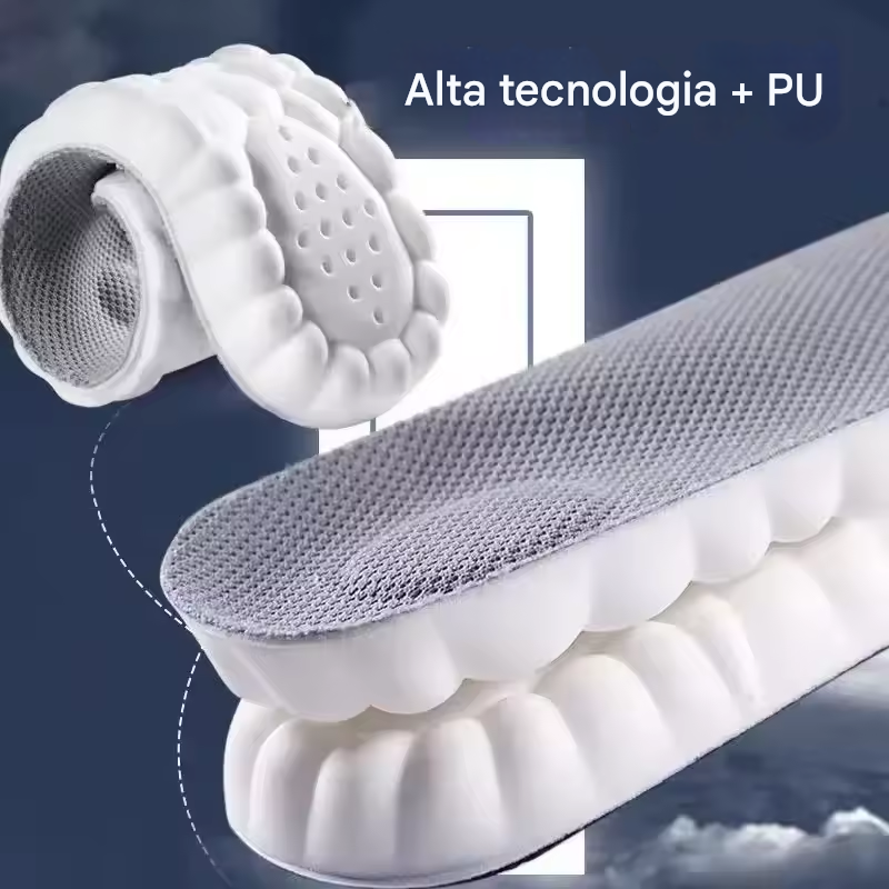 Palmilhas de massagem 4D esportivas de látex super macias ortopédicas unissex